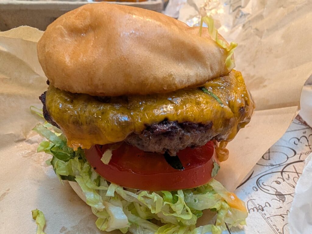 Atomic dry-aged burger & Saturn’s onion rings ($18) Atomic dry-aged burger & Saturn's onion rings ($18)