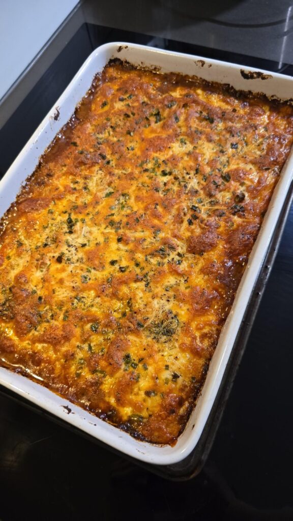 Delicious cottage pie and sourdough garlic bread
