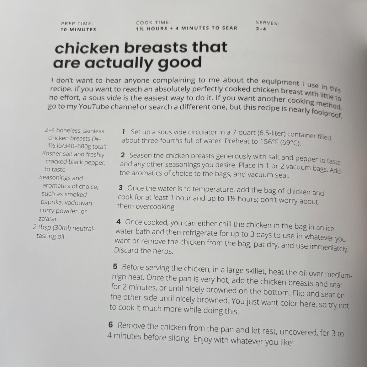 Has anyone tried Josh Weismann’s chicken breast recipe? Looking for some sous vide meal prep hacks