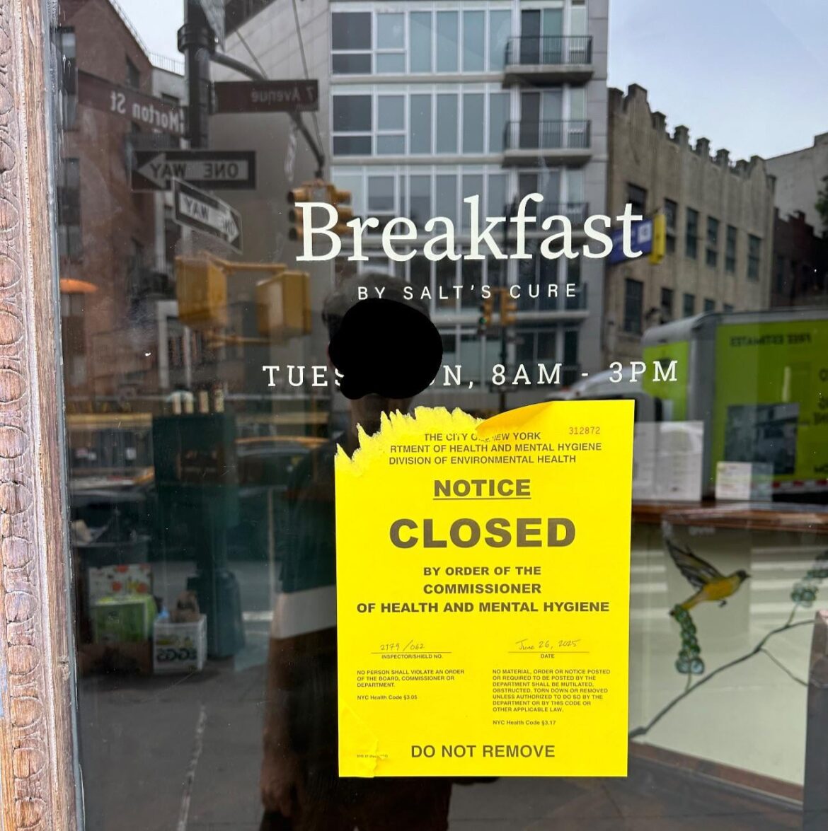 Breakfast by Salt’s Cure closed by health department?