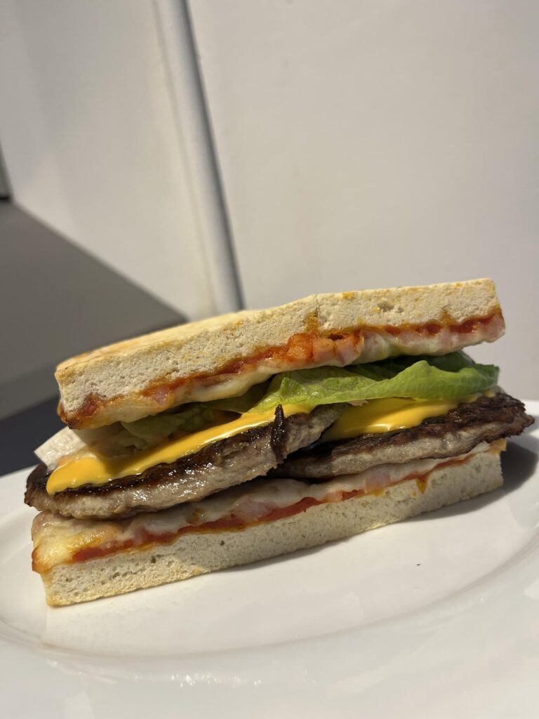 Pan pizza cheeseburger