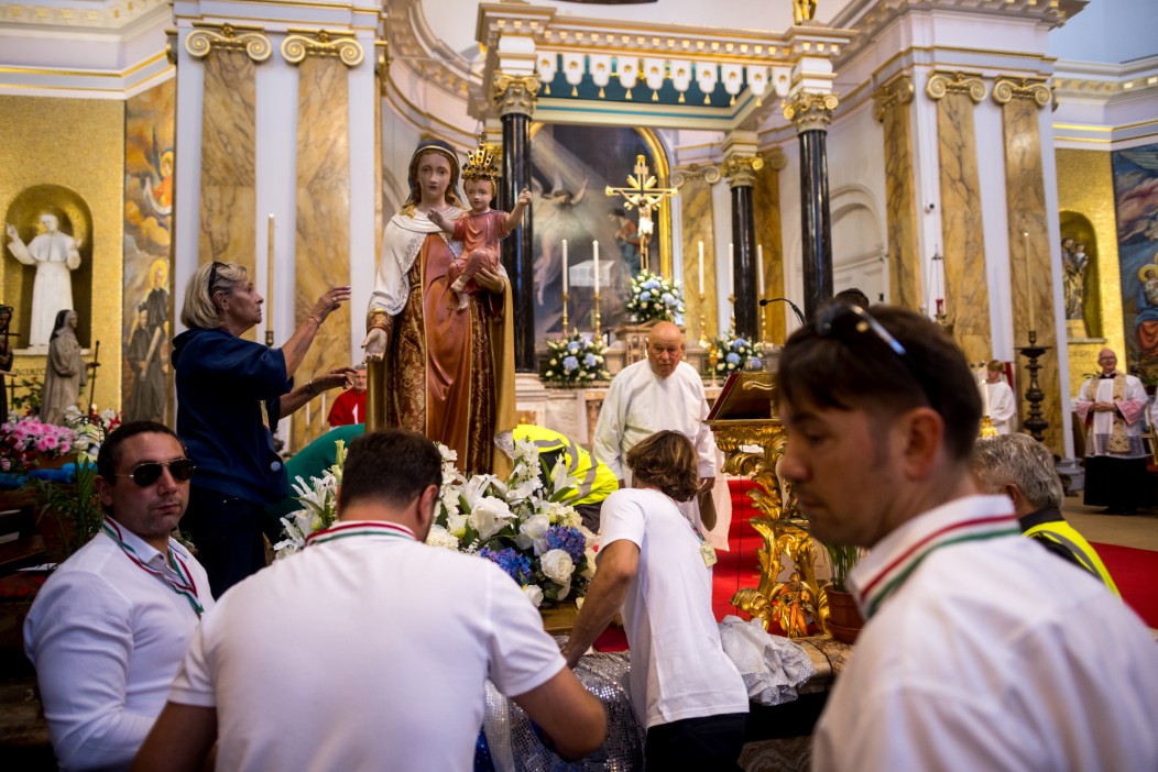 Procession in honor of Our Lady of Mount Carmel at St. Peter's Italian Church.
