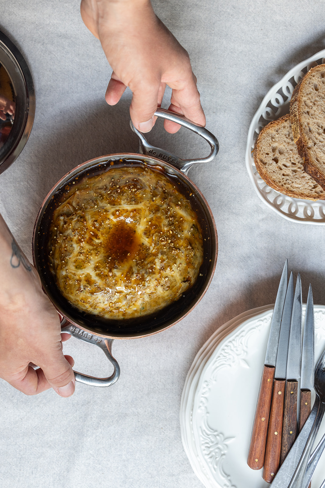 Chef Laetitia Visse's dish in a copper pot.