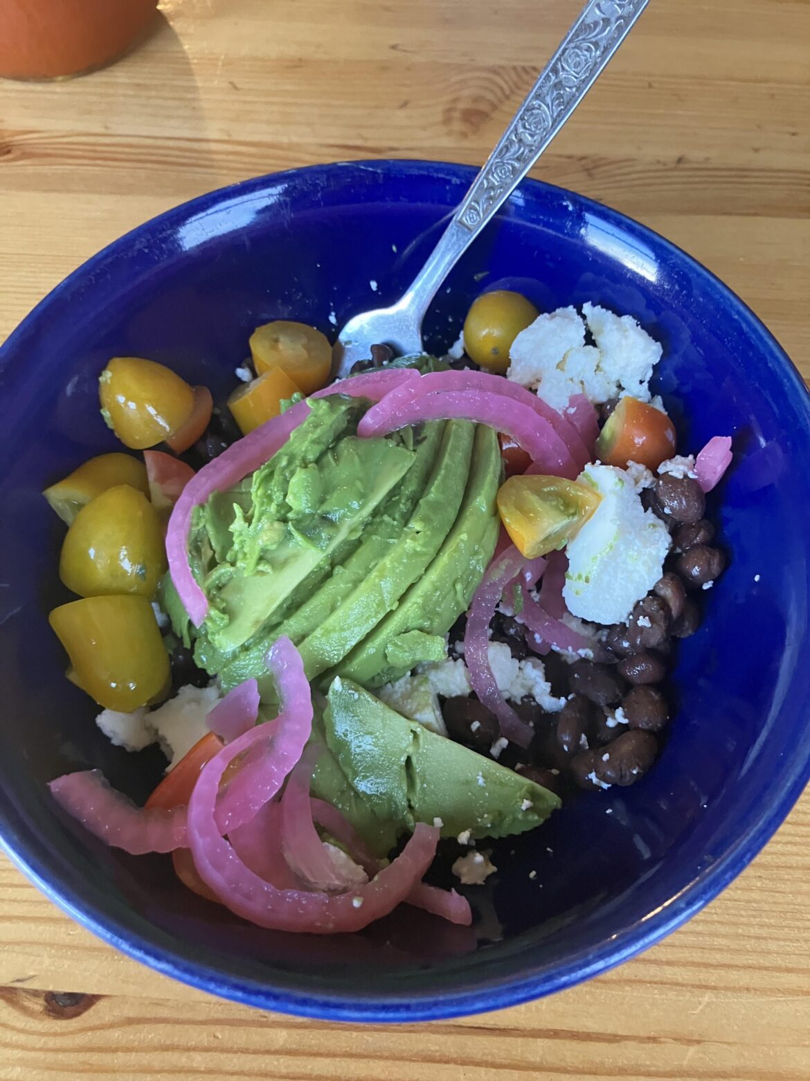 Colorful black bean breakfast bowl