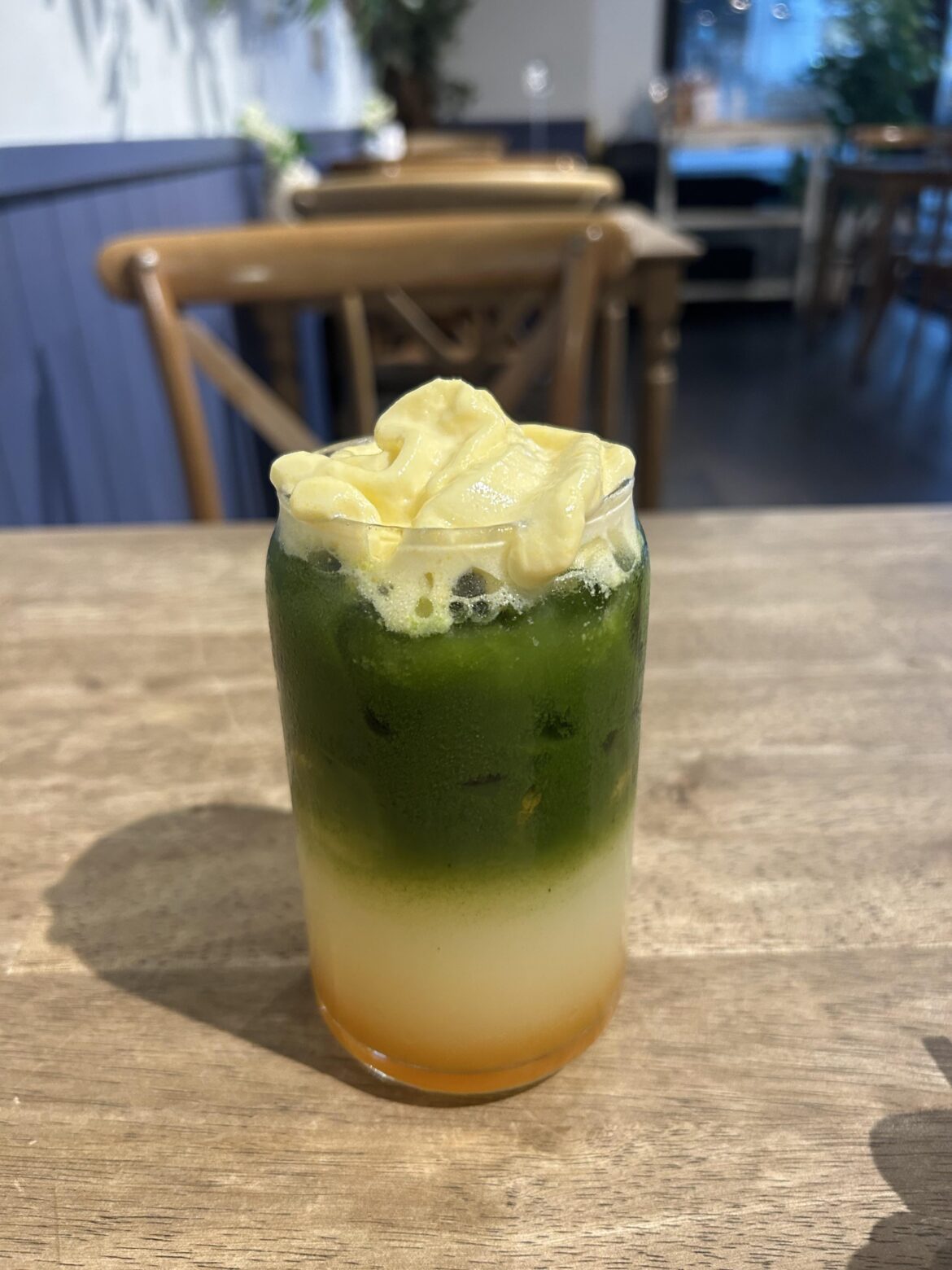 Papaya matcha lemonade at Maman