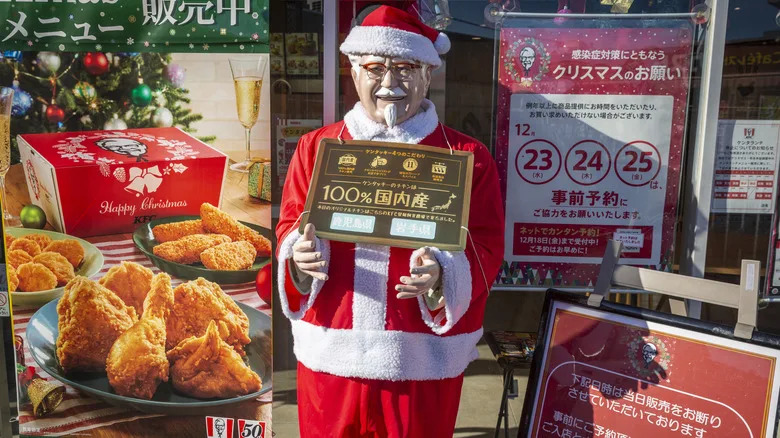 A statue of Colonel Sanders in Santa outfit is pictured on December 23, 2020 in Tokyo, Japan.