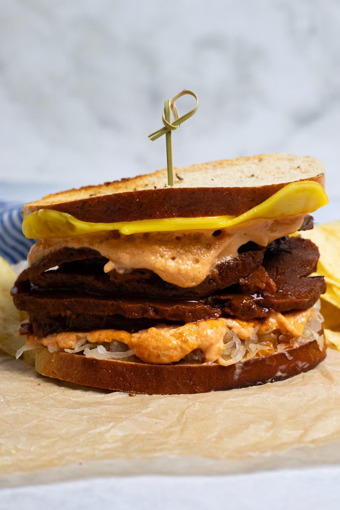 Vegan Pastrami made from Seitan