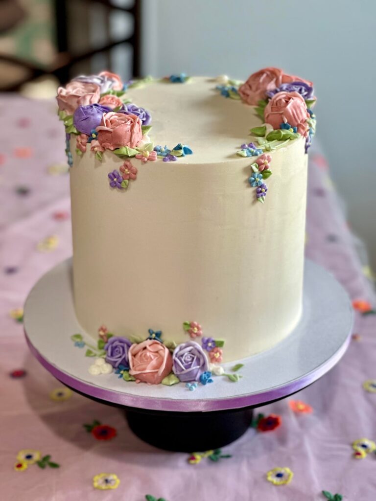 Floral double barrel cake and bunny smash cake