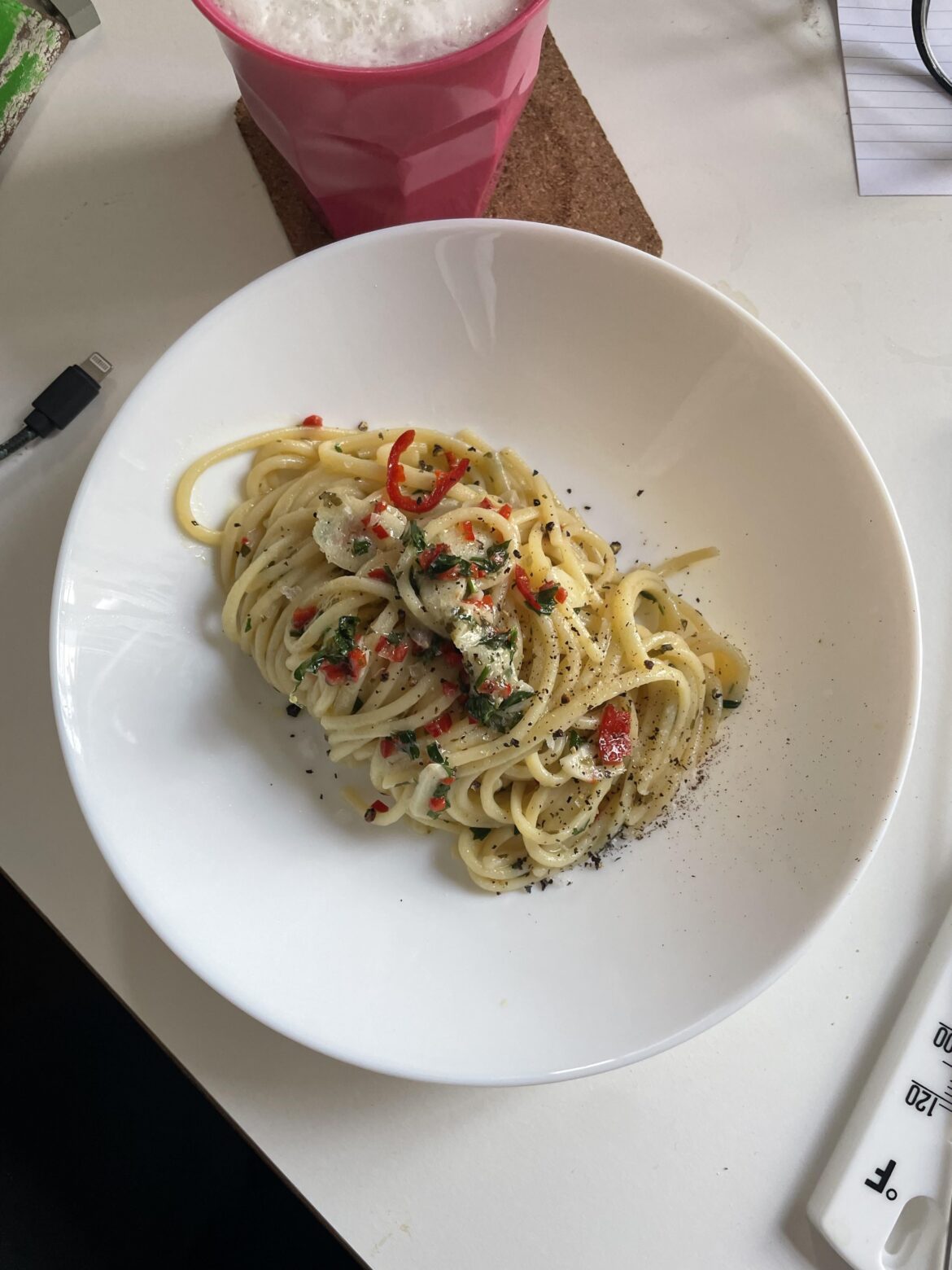 The olive oil, garlic, parsley and chilli one.