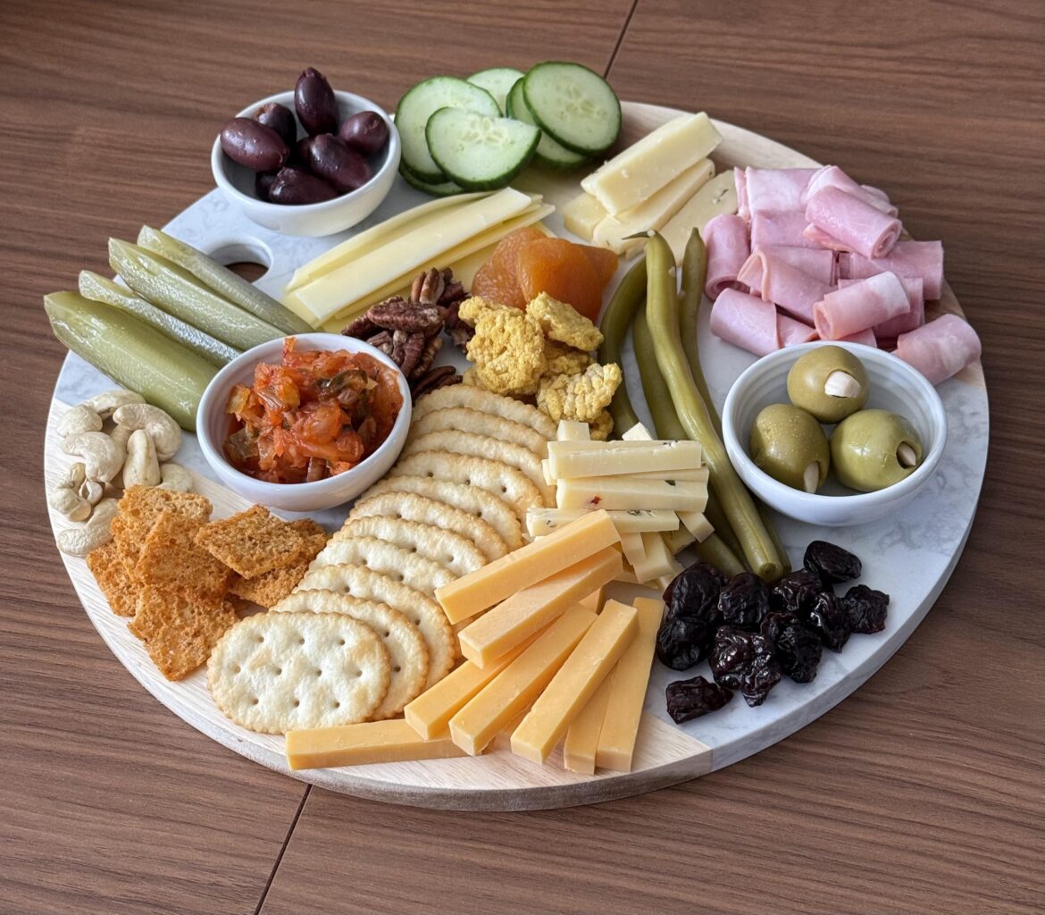 BF's board from random things we had in the fridge and pantry