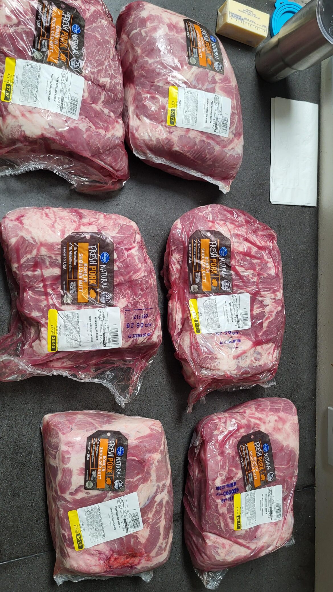 Pork butts were finally $0.99/lb