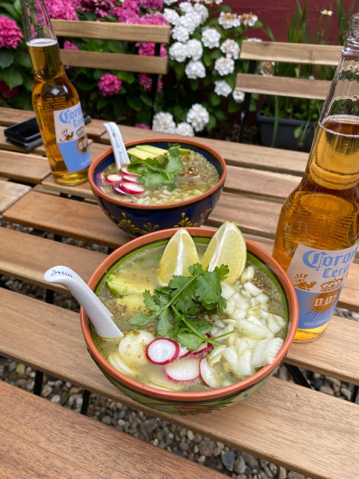 Homemade pozole verde