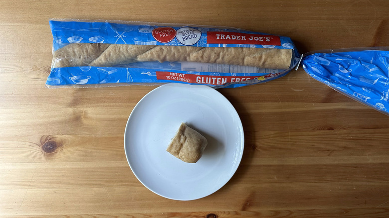Trader Joe's Gluten Free Baguette on wooden table