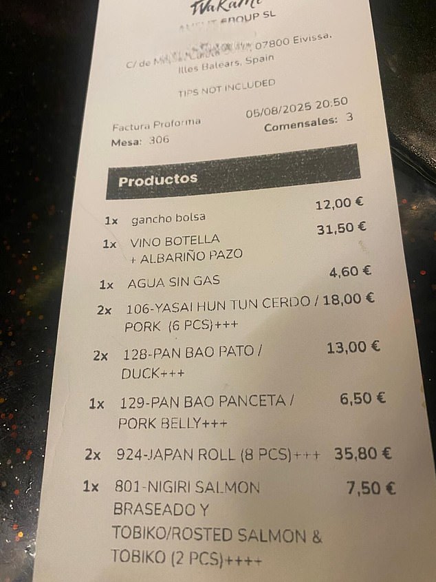 A woman says she was charged ¿12 just for hanging her handbag on a table hook in Ibiza after a waitress insisted