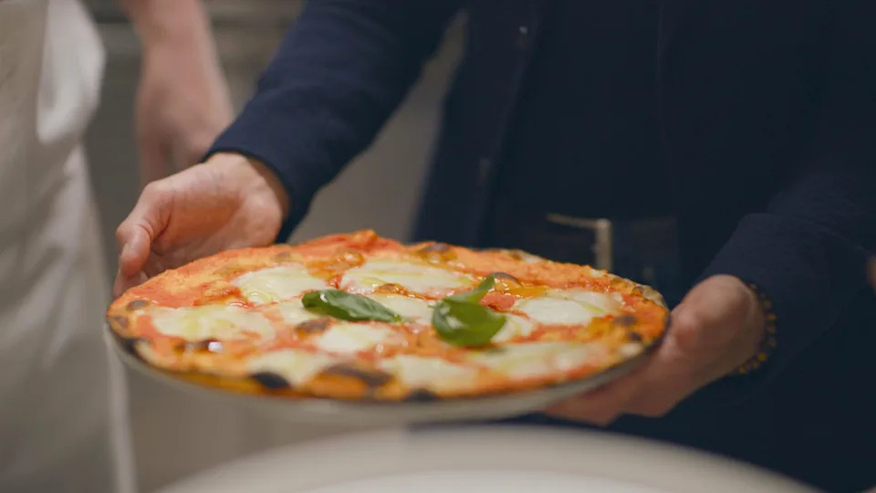 A Roman style marghertia pizza in Tucci in Italy