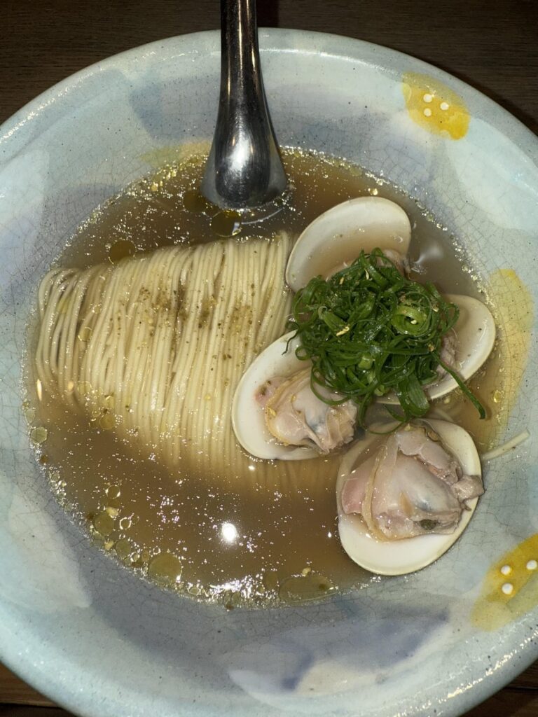 Clam shio with sansho pepper at chukasoba mentosoup in fussa Tokyo