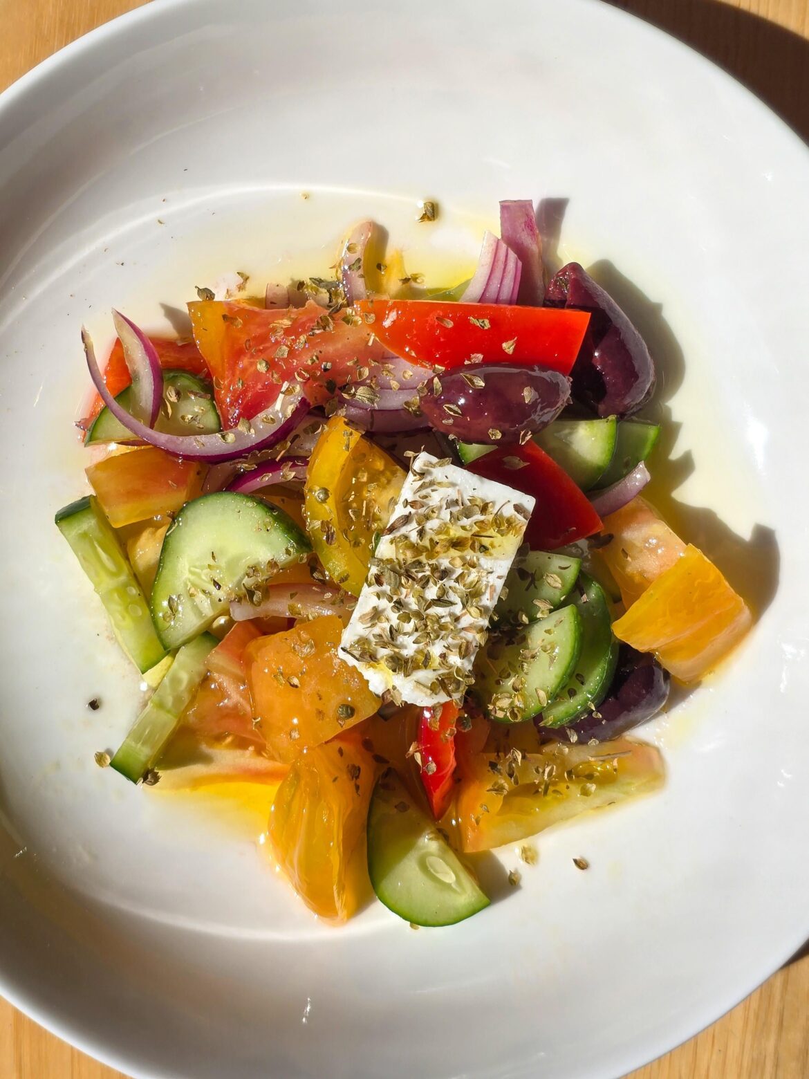 Greek salad, rainbow edition