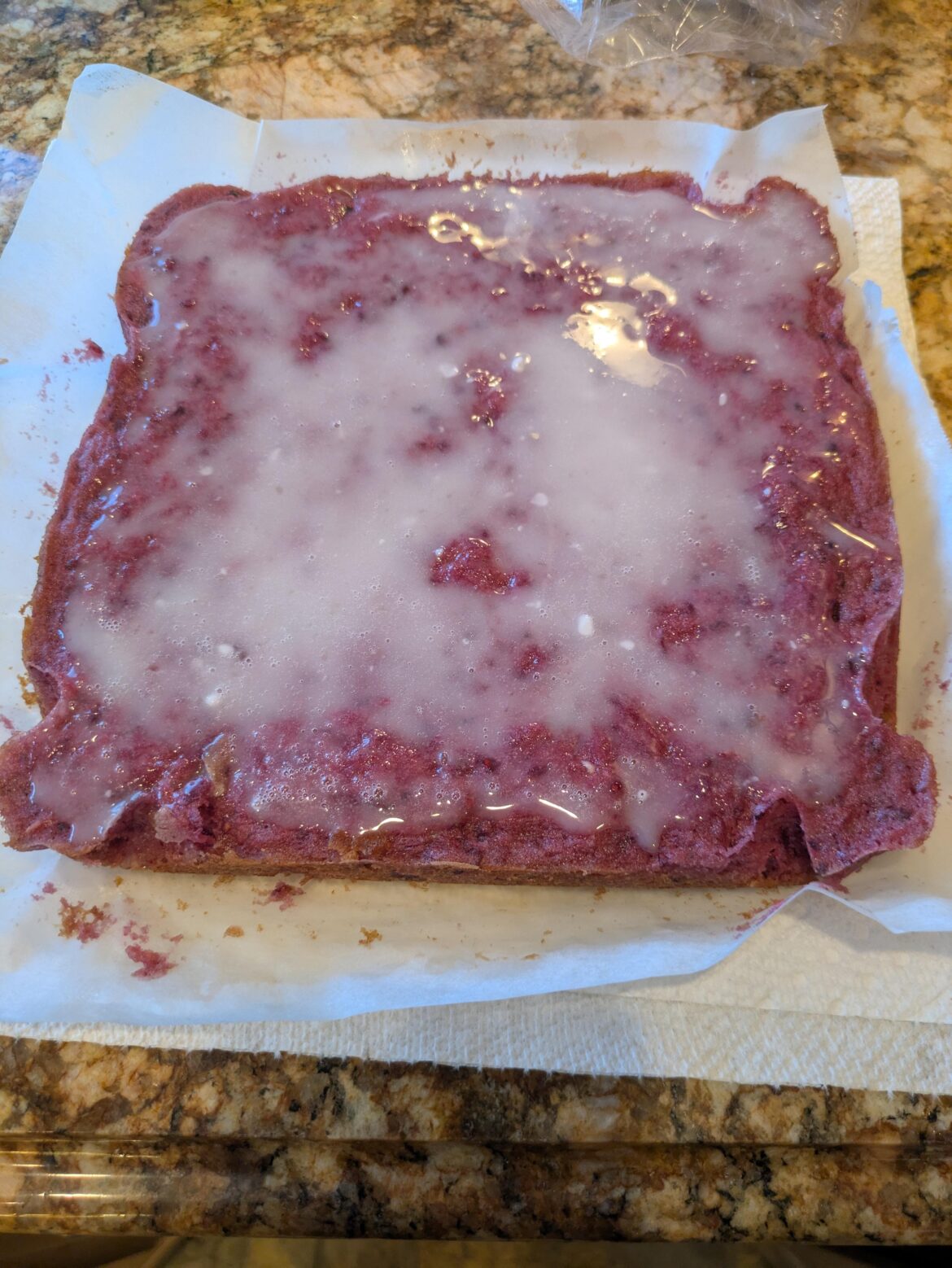 Behold my blackberry bars with lemon glaze