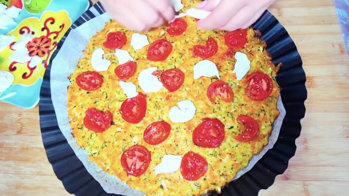 An Italian Flourless Vegetable Caprese Pizza Schiacciata