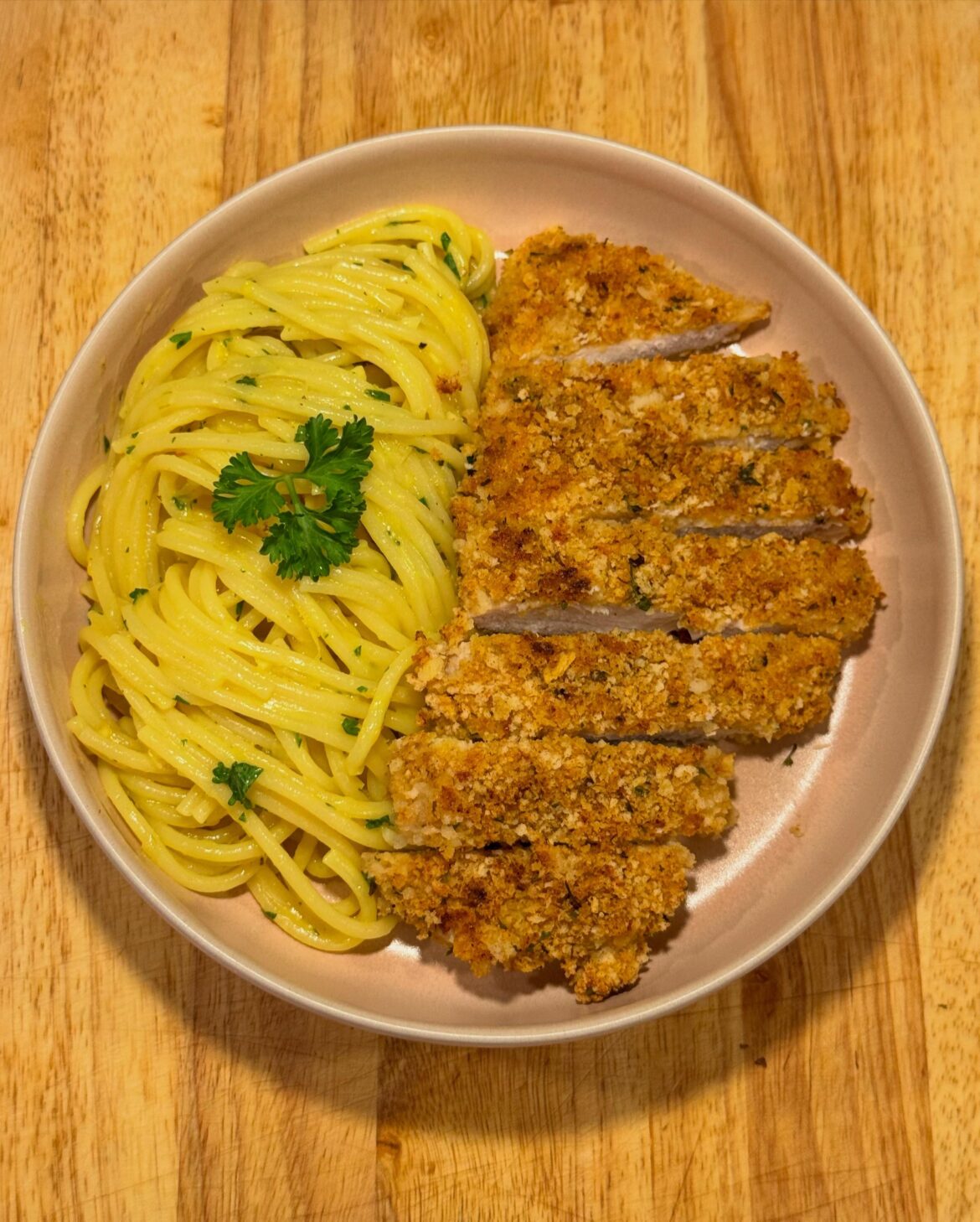 Creamy Lemon pasta with chicken cutlets