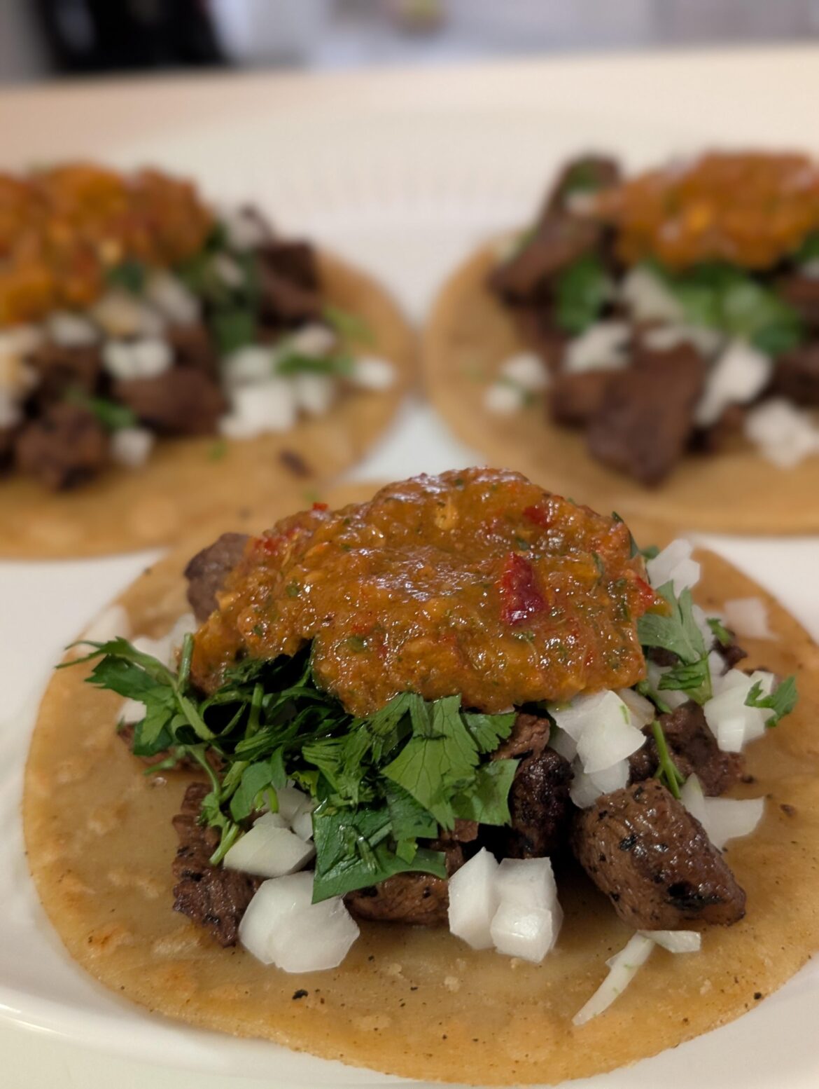 Homemade carne asada tacos