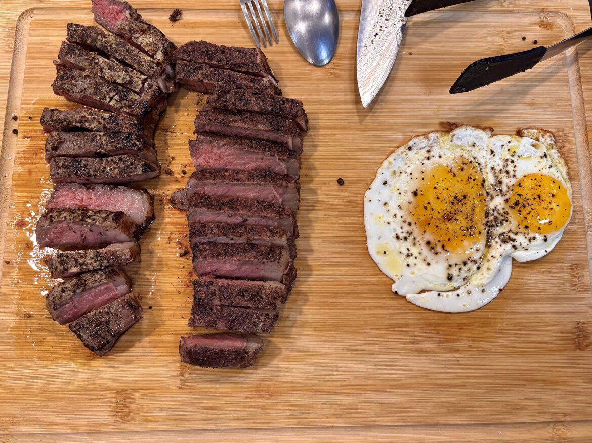 Steaks and eggs