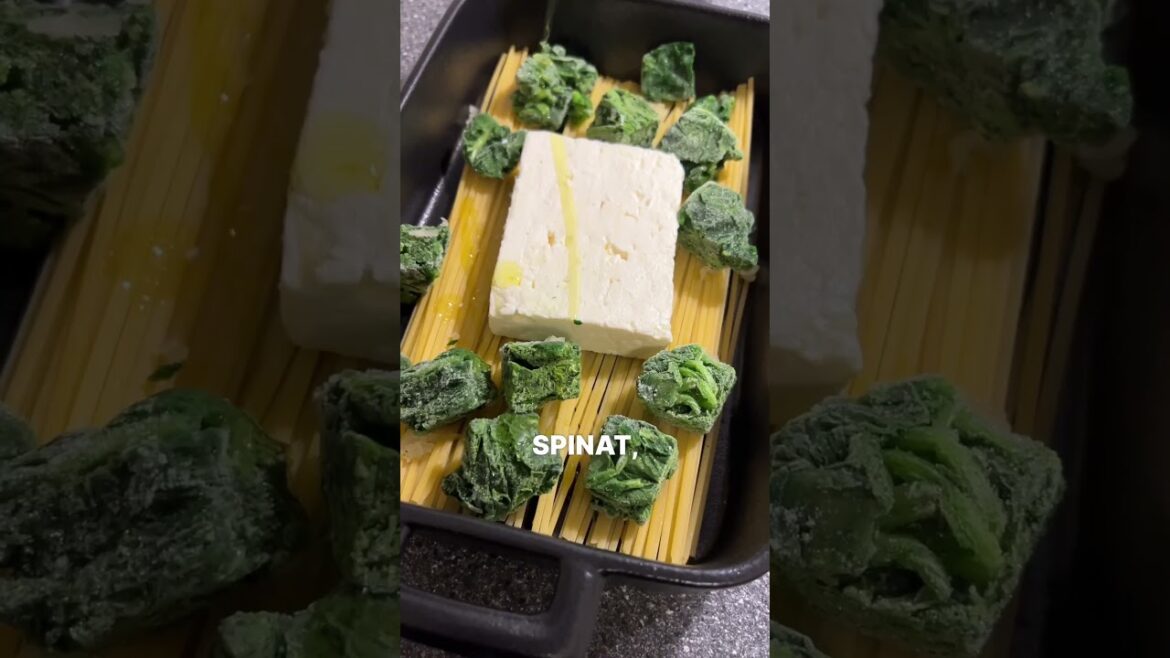 Ofen Onepot Pasta mit Spinat & Feta