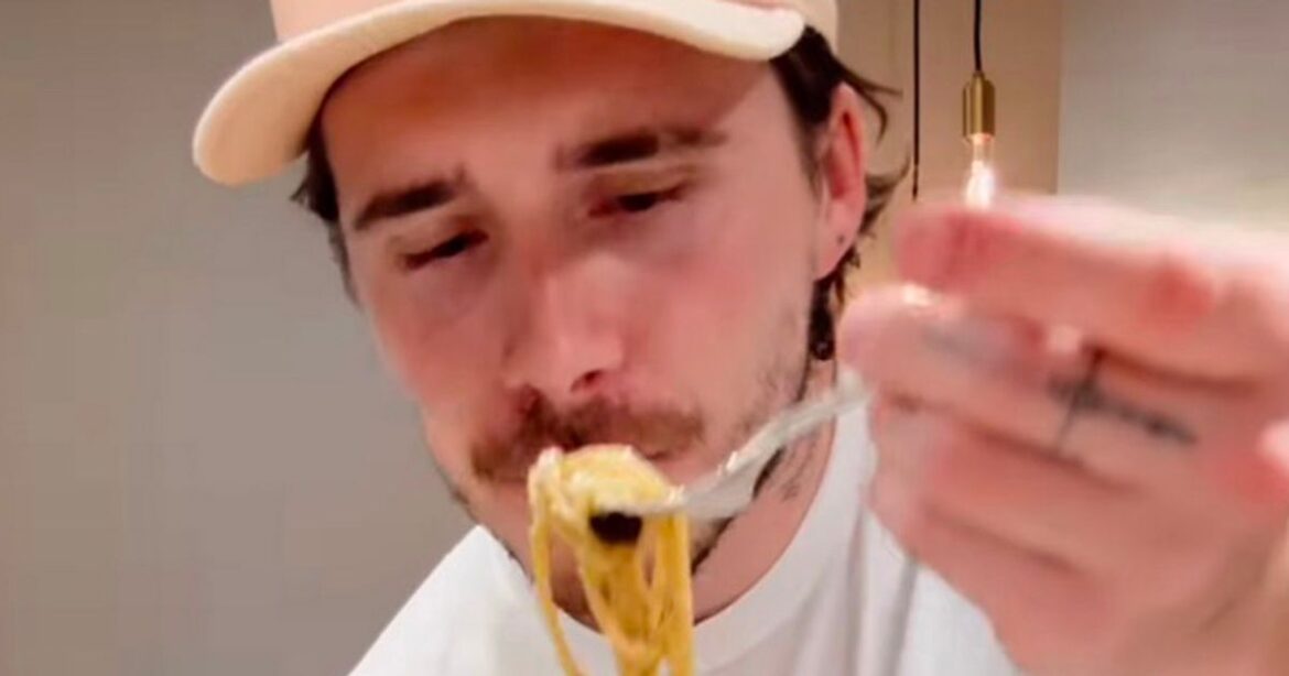 Brooklyn Beckham blasted by celebrity chef after burning bacon in carbonara clip Ipso logo