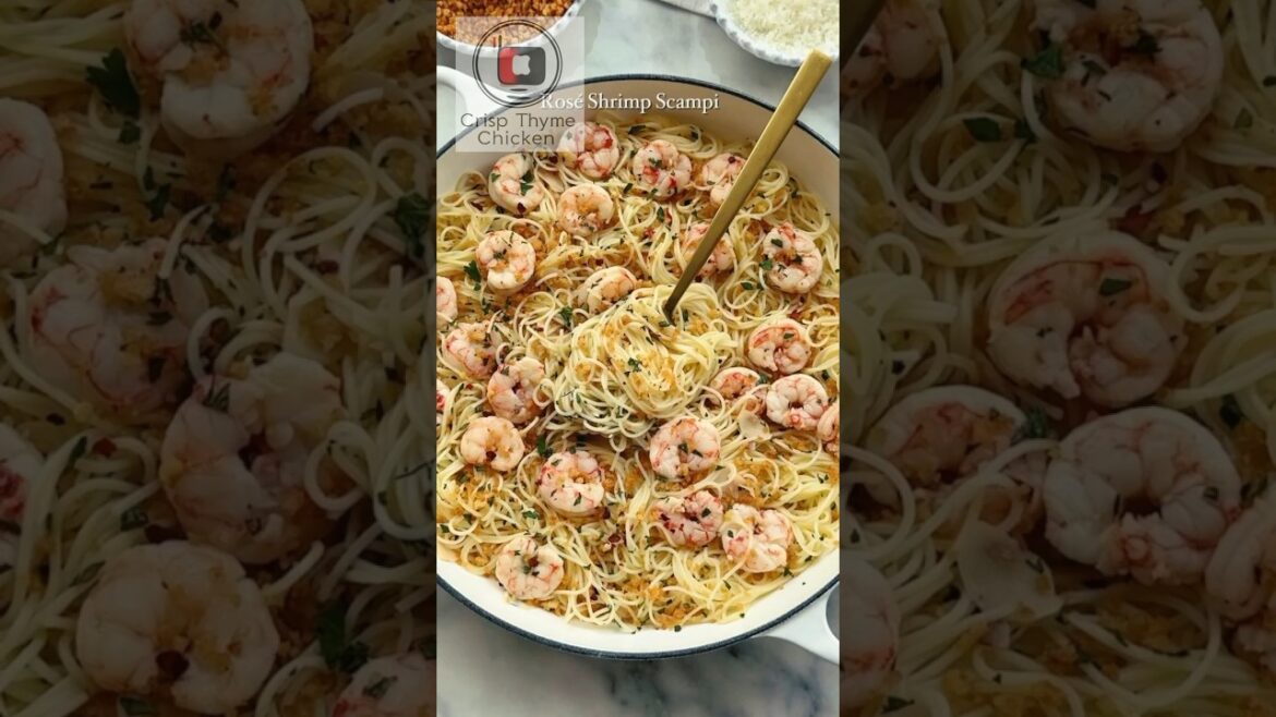 Rosé Shrimp Scampi with Angel Hair #asmr #howtomakewhitesaucepasta #youtubeshorts #recipe #shorts