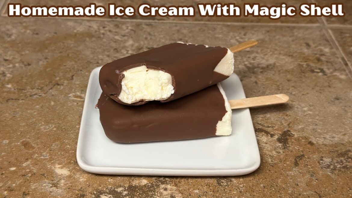 Homemade Vanilla Ice Cream With Magic Shell