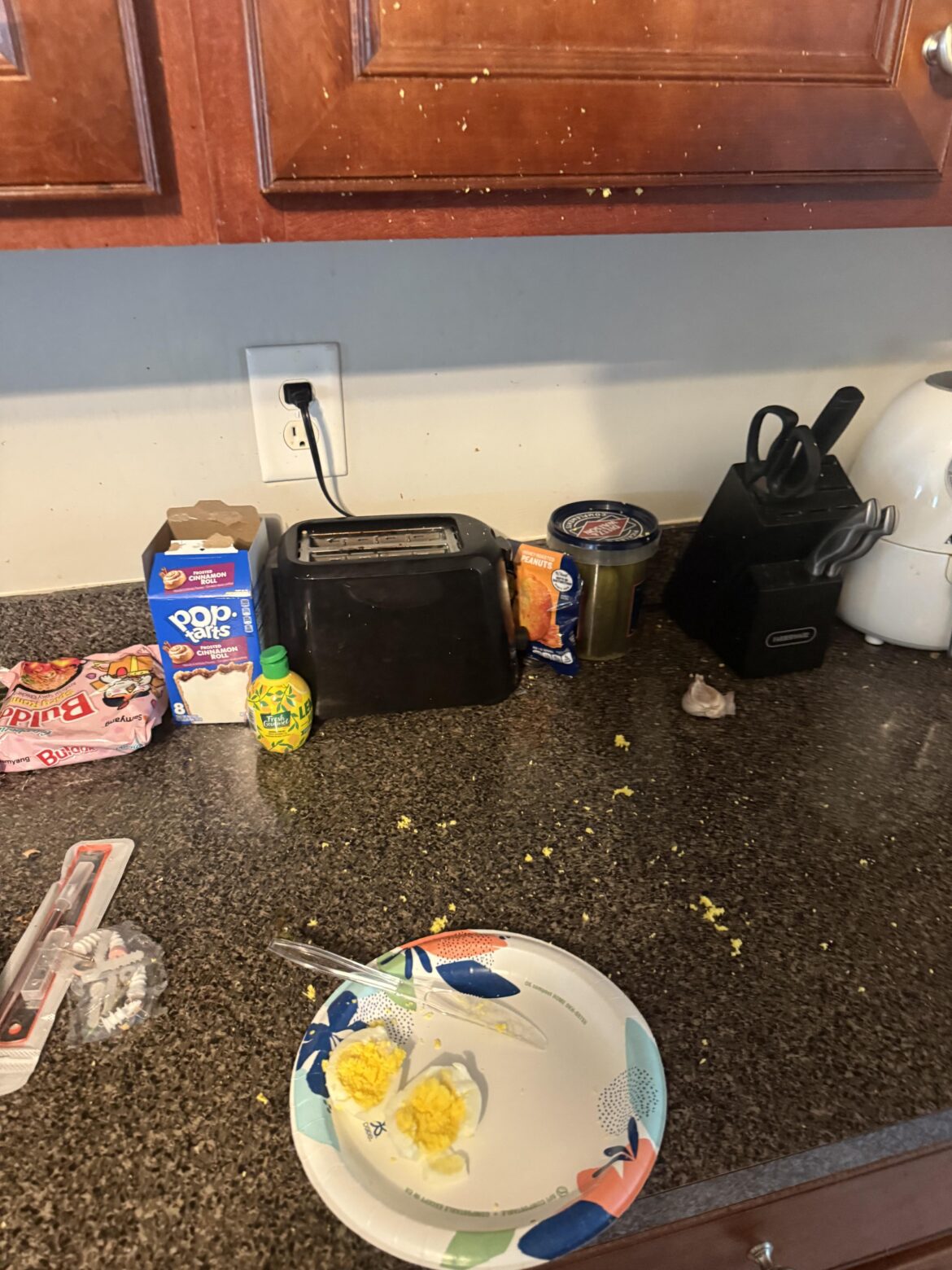 My boiled egg exploded after cutting it.