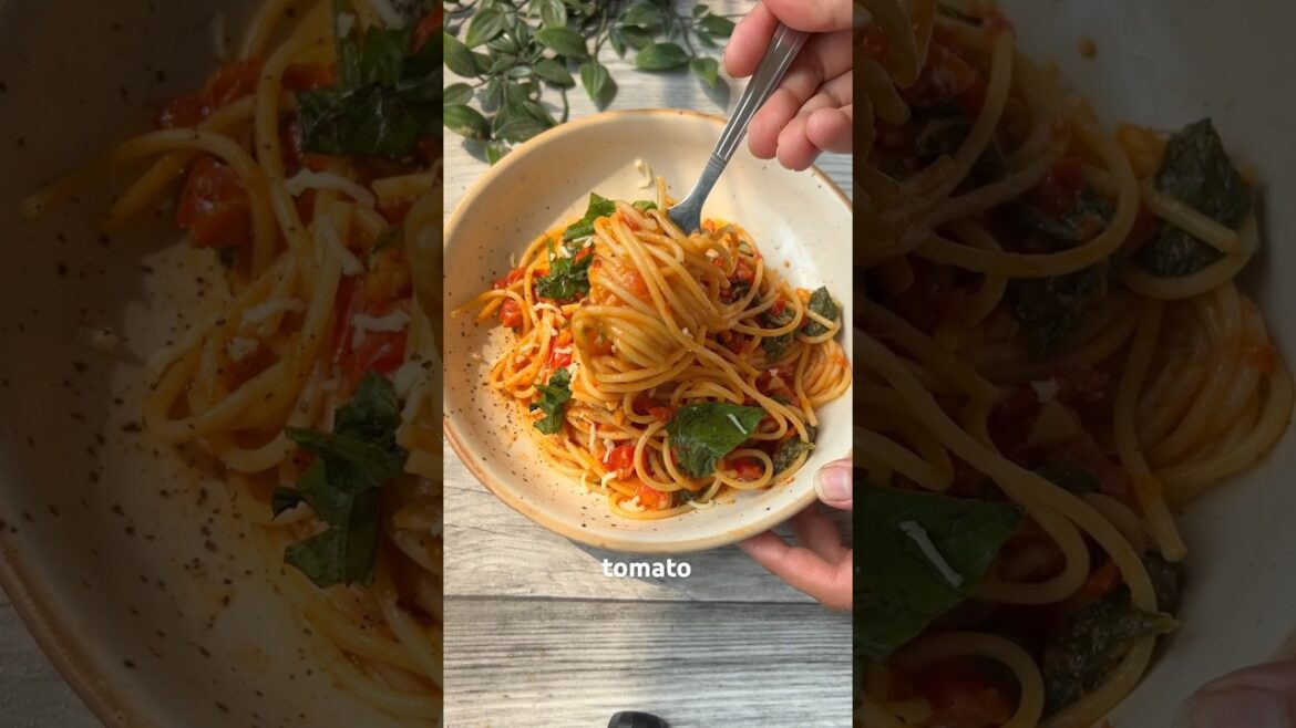 Roasted cherry tomato and spinach spaghetti ❤️ | cherry tomato pasta recipe Roasted cherry tomato and spinach spaghetti ❤️ | cherry tomato pasta recipe