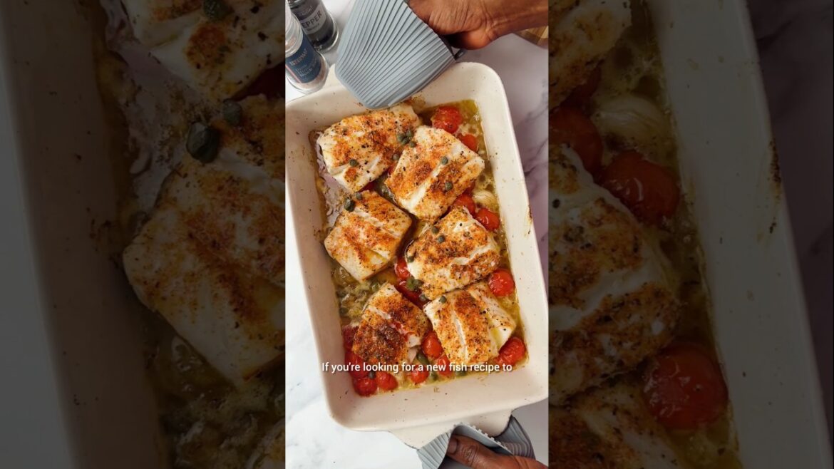 Baked cod with tomatoes! Perfect summer dinner. #recipe #cod #familydinner