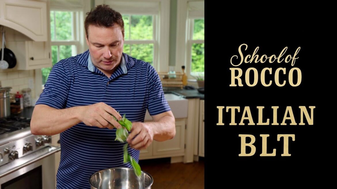 School of Rocco – Italian BLT Salad | Burrata, Lettuce & Tomato with Fresh Basil & Tomato Emulsion