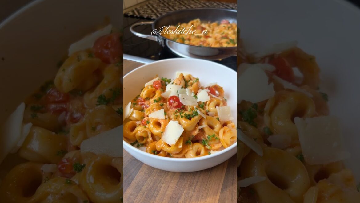 ♨️Tortellini mit Tomaten-Sahnesoße und Parmesan#schnellesrezept #tortellini #noodles #kochen