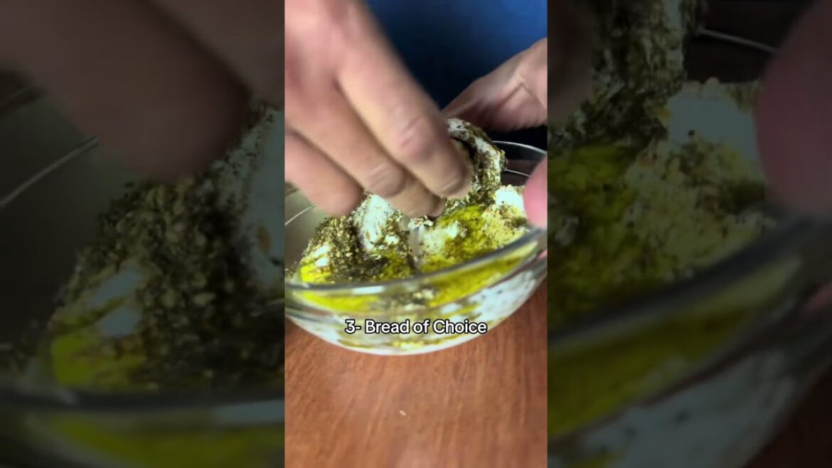 Lebanese Mediterranean Breakfast with Olive Oil, Zaatar, and Labneh