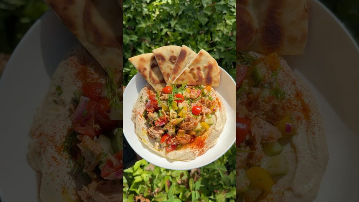 Hummus topped with a Mediterranean Inspired Salad and Tuna #cooking #recipe #foodshorts #shorts Hummus topped with a Mediterranean Inspired Salad and Tuna #cooking #recipe #foodshorts #shorts