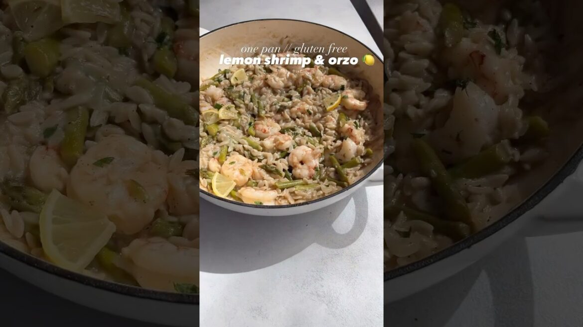 One Pan Gluten free Lemon Shrimp & Orzo #recipe #easyrecipe #glutenfree