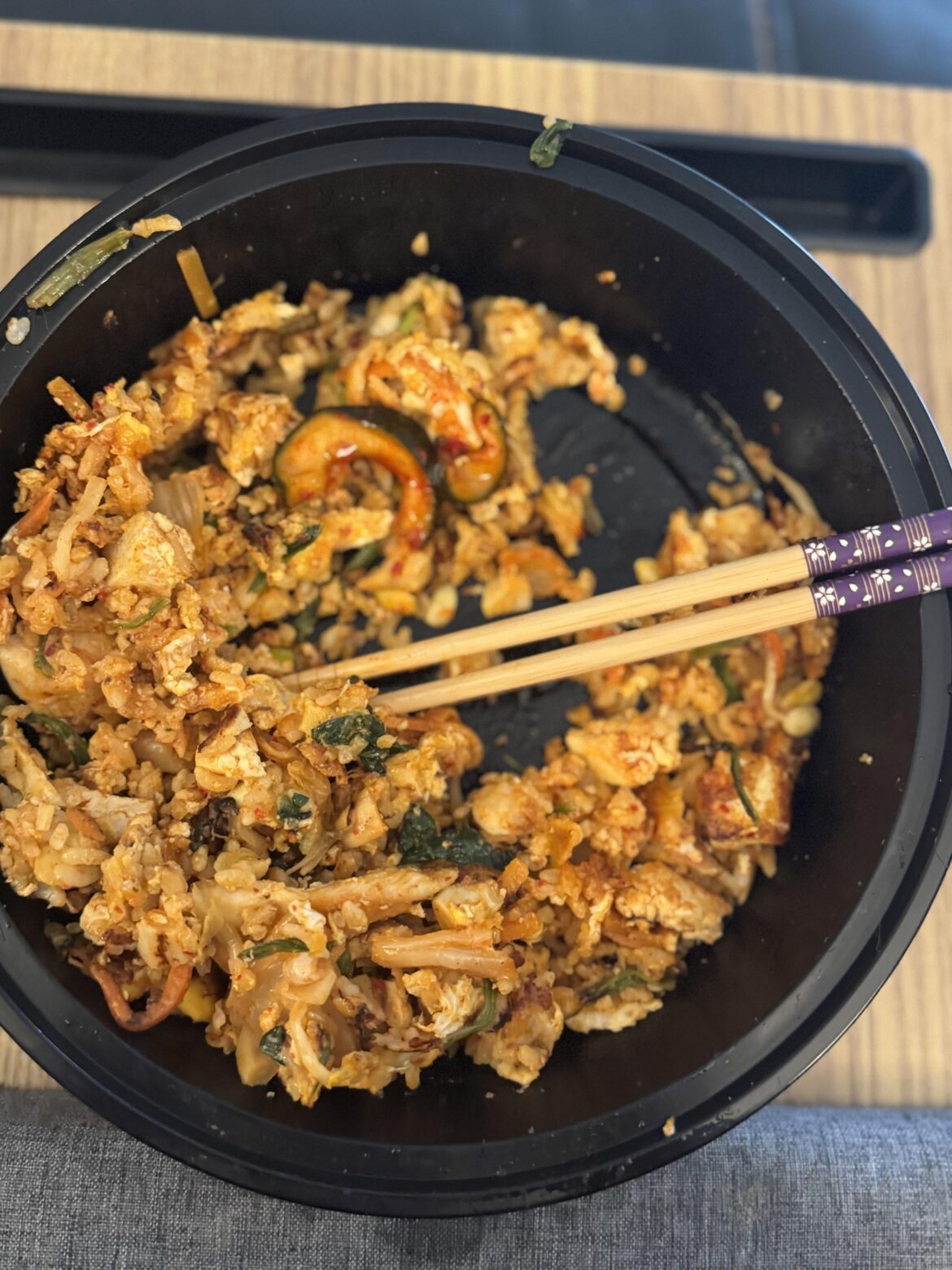 It’s a hot mess but day after bibimbap made into kimchi fried rice is the best!