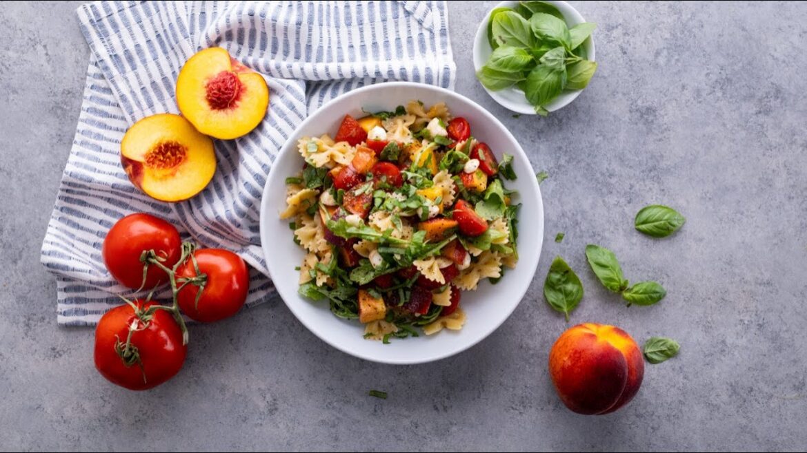 Peach Caprese Pasta Salad