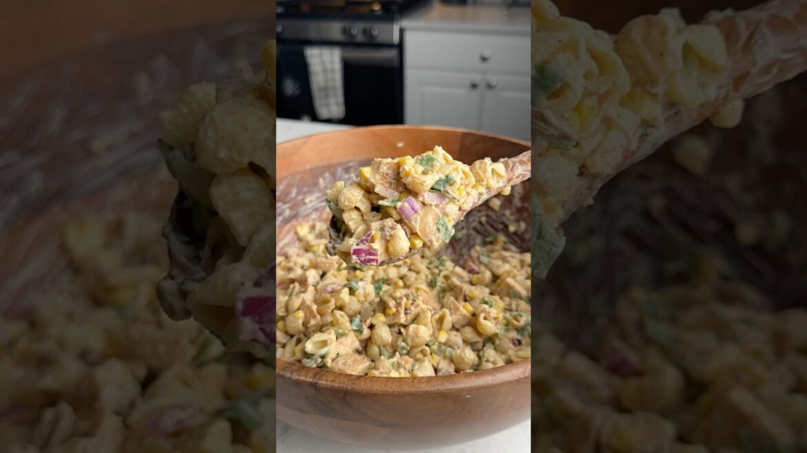 High protein Elote pasta salad