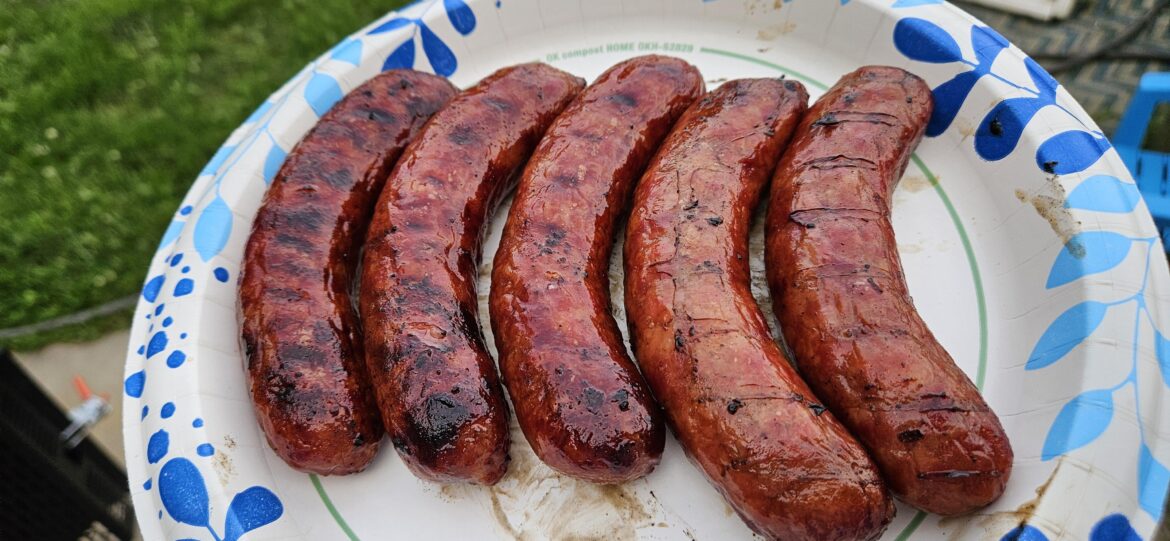 Smoked, then grilled brats = best brats
