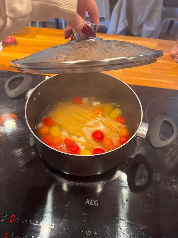 the pasta boiling