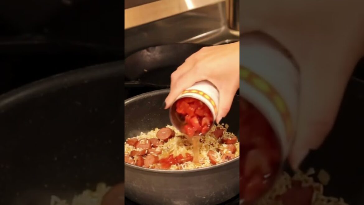 One Pan Cheesy Smoked Sausage and Rice Skillet