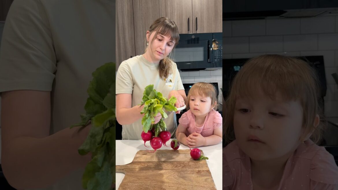 Who would have thought that radish salad could taste so good? #mom #momlife #toddlers #cooking