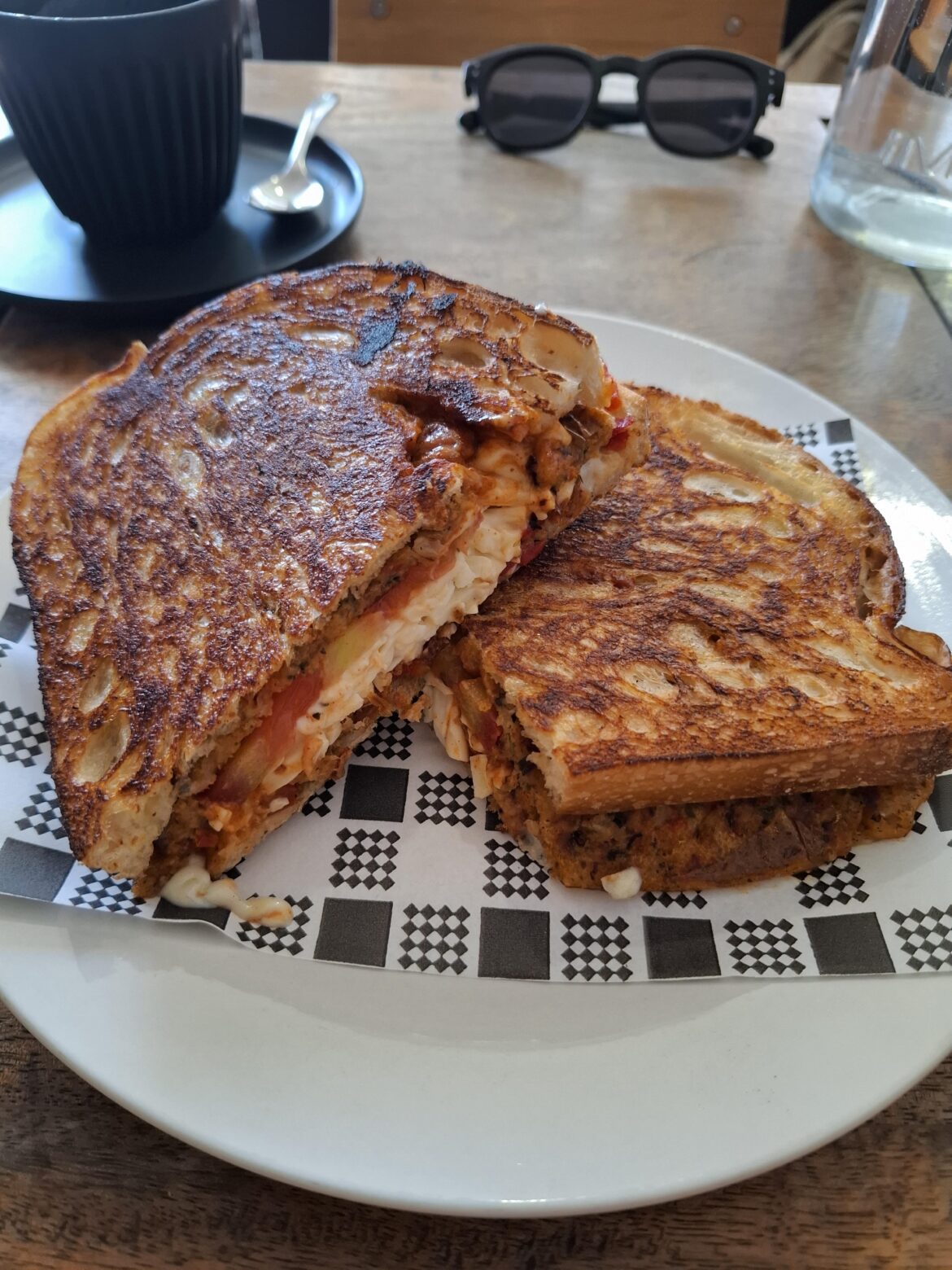 Absolutely delicious spicy vegan toastie from a local cafe
