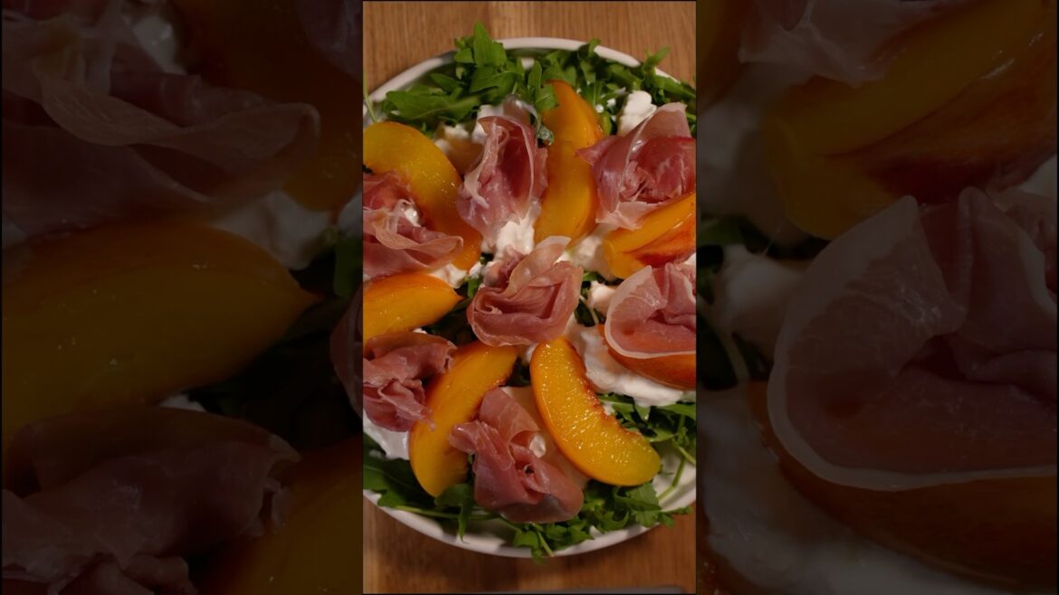 Caramelized Peach Salad with Prosciutto & Burrata #shorts