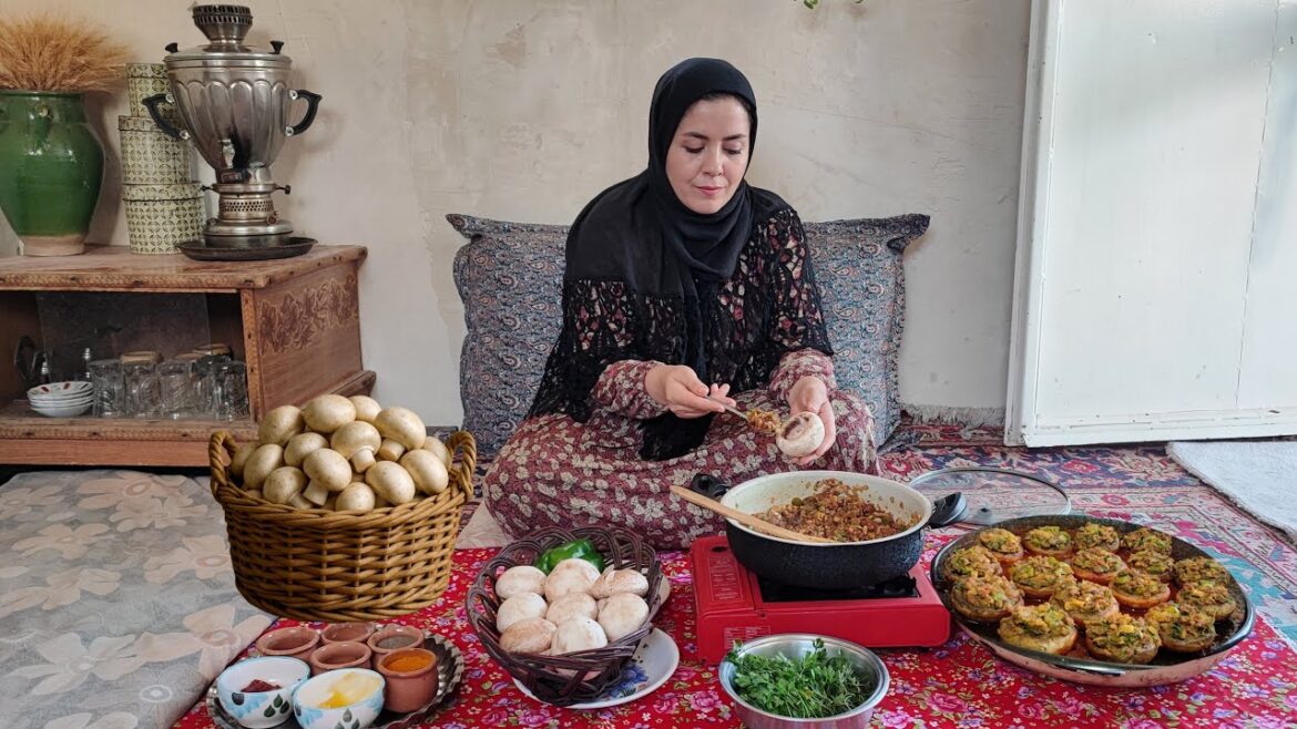 Stuffed Mushrooms | Cooking delicious stuffed mushrooms in the village