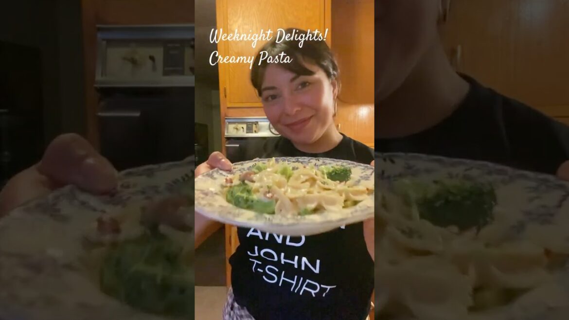 Weeknight Delights! Creamy asparagus pasta with pancetta (but it’s broccoli and bacon)