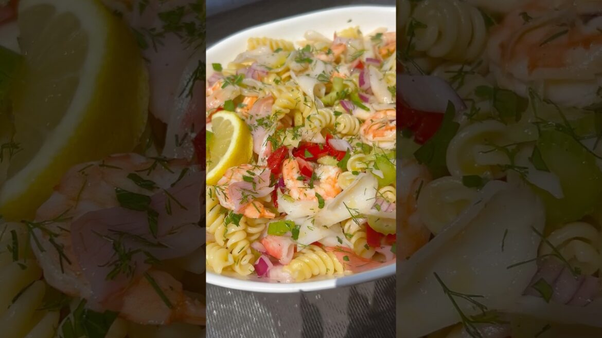 Seafood Pasta salad #seafood #pasta #food #recipe #italianfood #youtubeshorts #youtube
